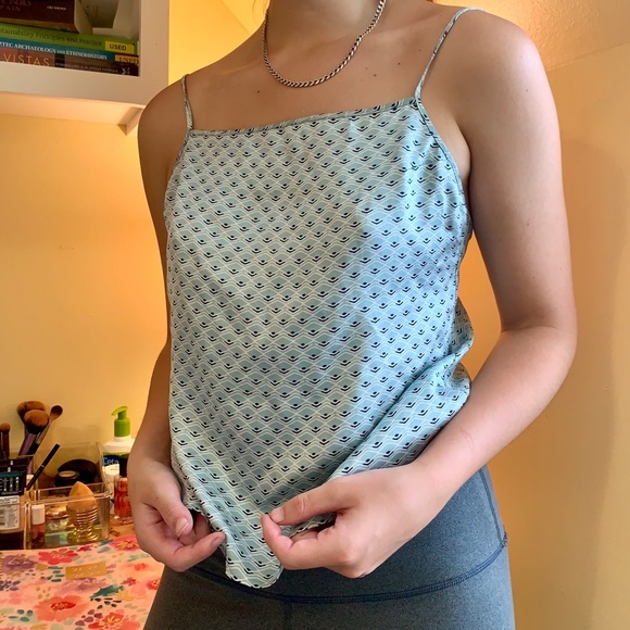 Victoria's Secret Other - VS Teal Blue Square Neck Silky Crop Low Back Cami
